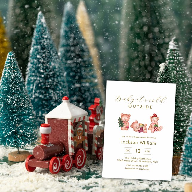 Invitation Baby It's Cold Outside Bear Winter Baby Shower (Baby It's Cold Outside Bear Winter Baby Shower Invitation)