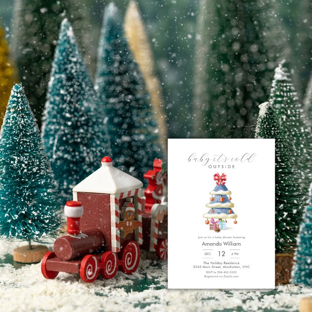 Invitation Baby It's Cold Outside Christmas Tree Baby Shower (Baby It's Cold Outside Christmas Tree Baby Shower Invitation)