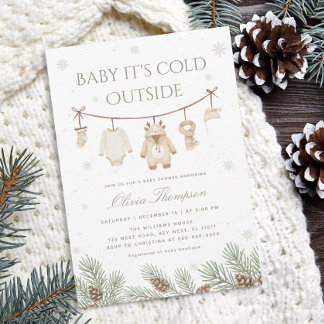 Invitation Baby It's Cold Outside Fête Prénatale d'Hiver