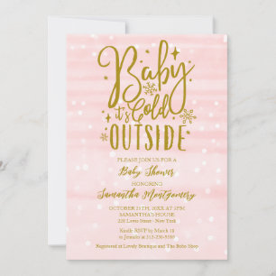 Invitation Baby It's Cold Outside Fête Prénatale Fille Hiver