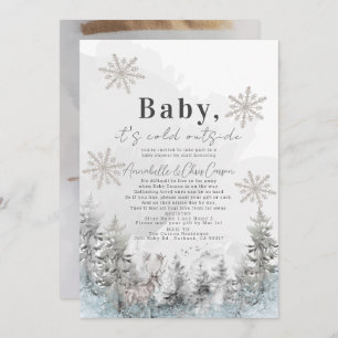 Invitation Baby It's Cold Outside Forest Baby shower par cour