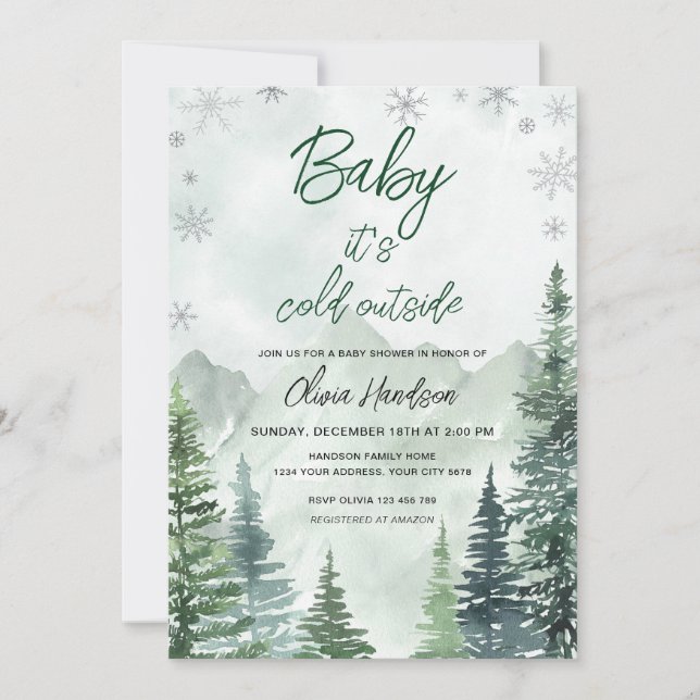 Invitation Baby its cold outside Gender neutral baby shower (Devant)
