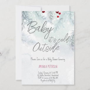 Invitation Baby It's Cold Outside pastel pine décorations