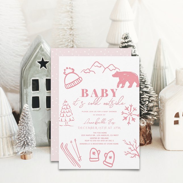 Invitation Baby It's Cold Outside Pink Girl Baby shower de sk (Créateur téléchargé)