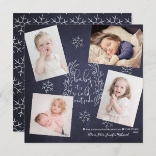 Invitation Baby It's Cold Outside Snowflakes 4 Photos Marine