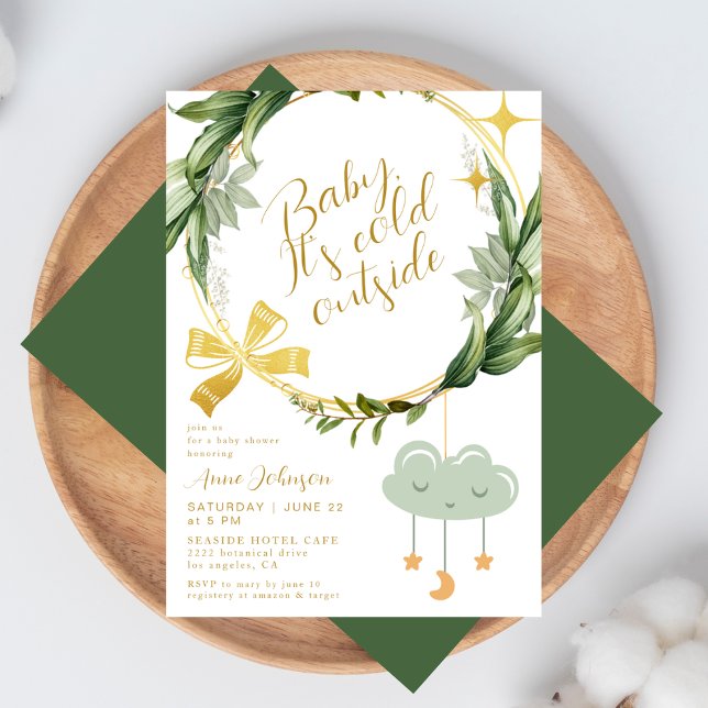 Invitation Baby Its Cold Outside Winter Botanical Baby Shower (Créateur téléchargé)