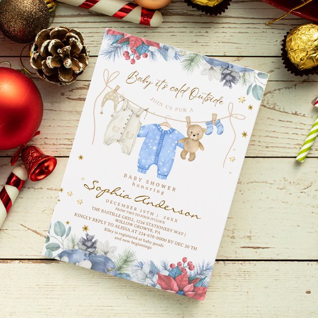 Invitation Baby Its Cold Outside Winter Boy Baby Shower (Créateur téléchargé)