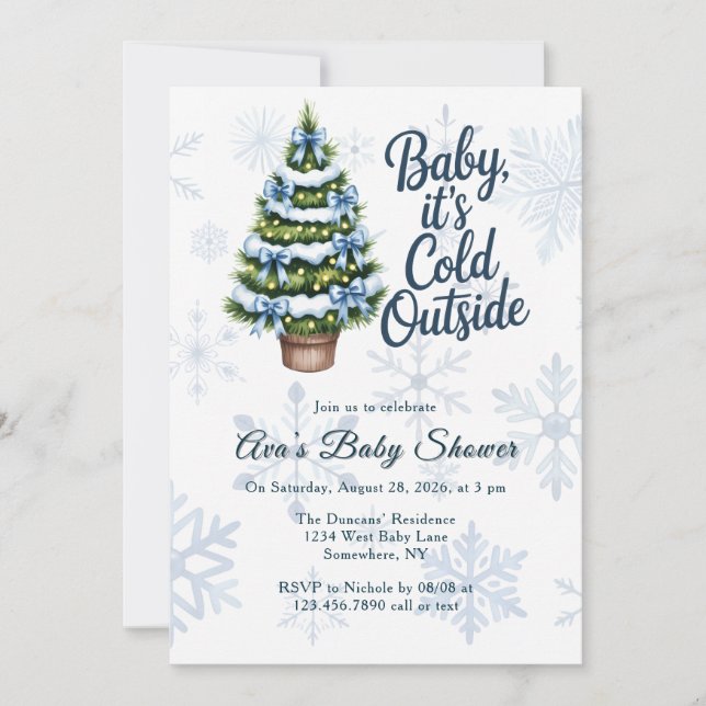 Invitation Baby, It's Cold Outside Winter Boy Baby Shower  (Devant)