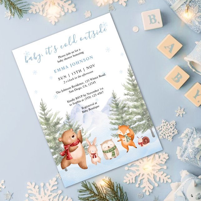 Invitation Baby It's Cold Outside Winter Woodland Baby Shower (Créateur téléchargé)
