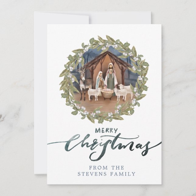 Invitation Baby Jesus in the Manger Nativité Photo Noël (Devant)