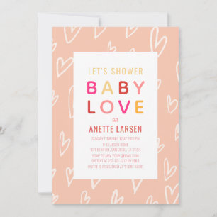 Invitation Baby Love Pink Hearts Saint Valentin Baby shower