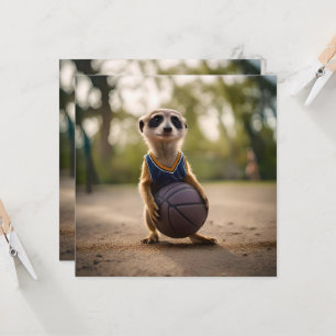 Invitation Baby Meerkat Joueur de basket-ball,