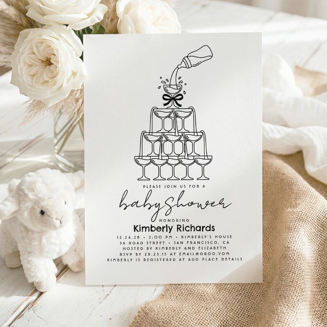 Invitation Baby Milk Bottle Champagne tower Funny Baby Shower (Milk Bottle Champagne Tower Whimsical Funny Gender Neutral Baby Shower Invitations)