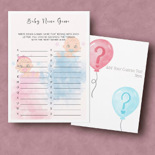 Invitation Baby Name Genre Reveal Party Game Card