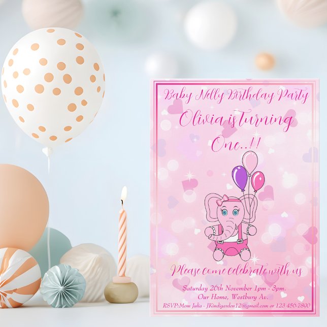 Invitation Baby Nelly fête d'anniversaire (Baby Nelly Birthday)