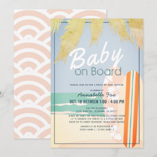 Invitation Baby on Board Beach Surf Girl Drive by Baby shower