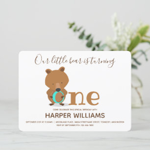 Invitation Baby One Bear 1er anniversaire
