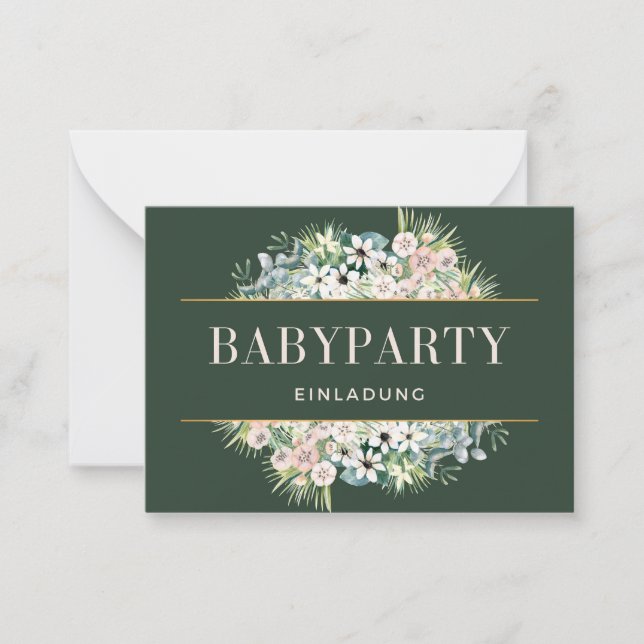 Invitation Baby Party – Baby Shower Floral Vert Do (Devant)