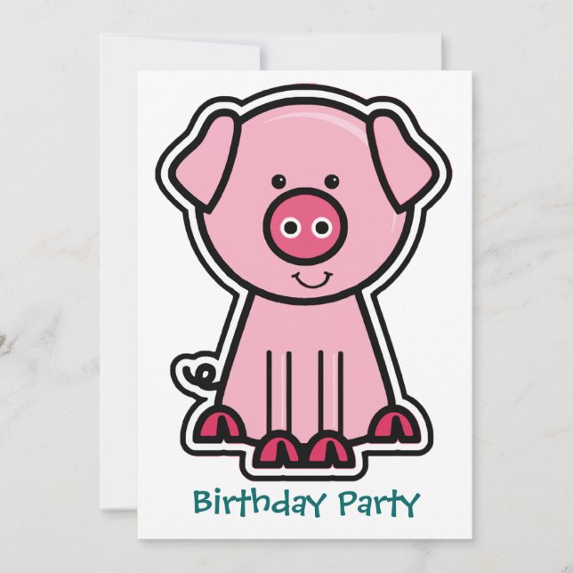 Invitation Baby Pig Sticker fête d'anniversaire (Devant)