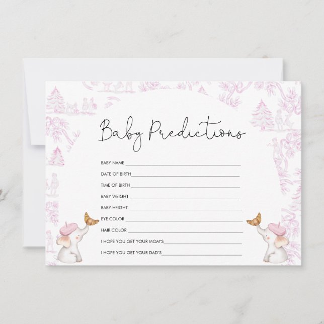 Invitation Baby Predictions Baby shower Toile rose Jeu (Devant)