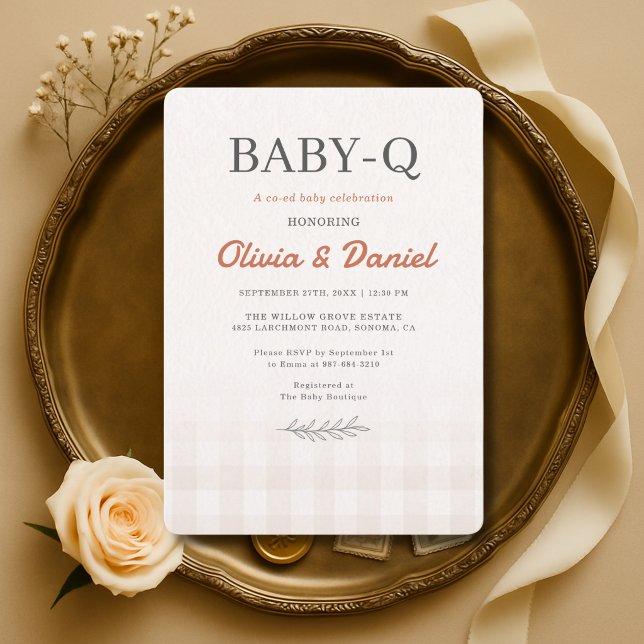 Invitation Baby Q Baby Shower Couples Rustique  (Créateur téléchargé)