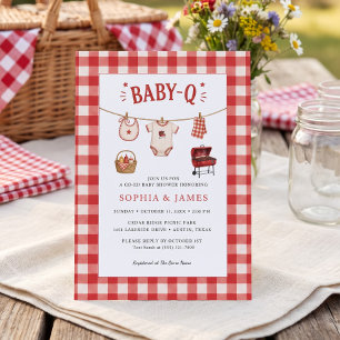 Invitation Baby Q Baby Shower Gingham Linge de Bébé & Gril
