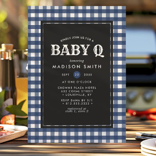 Invitation Baby Q Barbeque Blue Fête Prénatale Estivale de Ca