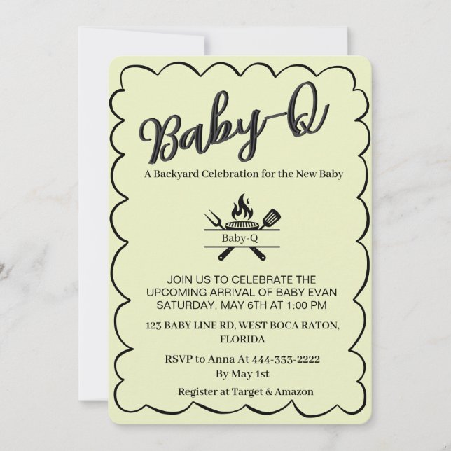 Invitation Baby-Q Fête de bébé dans le jardin   BBQ Bébé (Devant)
