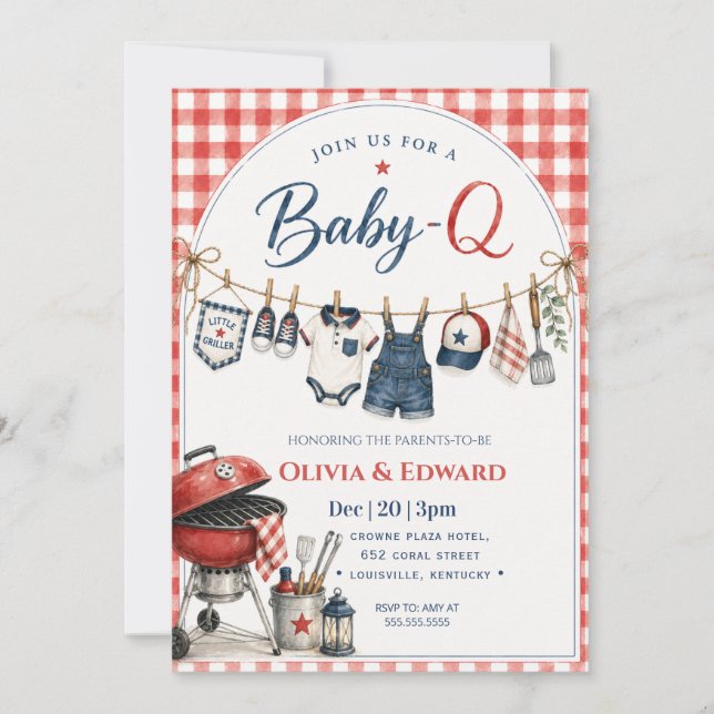 Invitation Baby-Q Fête de bébé garçon (Devant)