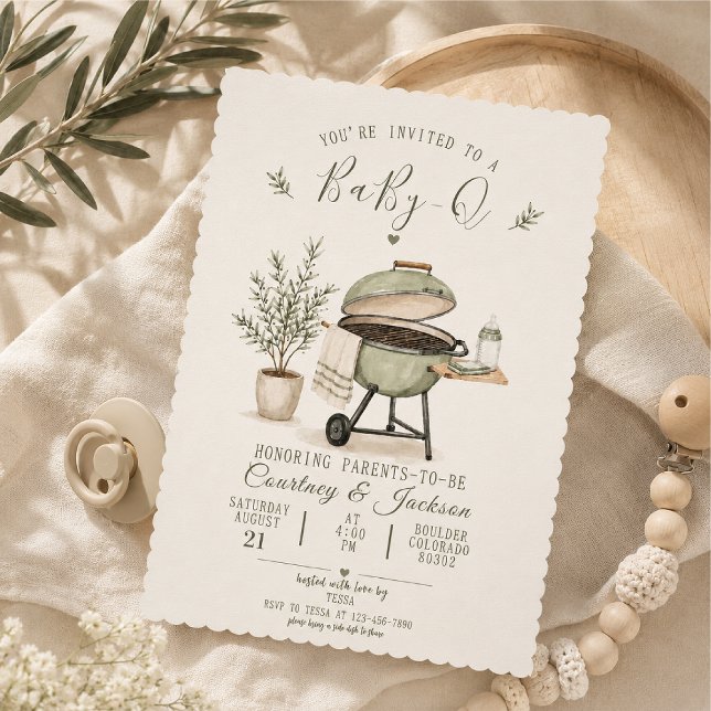 Invitation Baby-Q Fête de Naissance pour Couples Bébé  (Créateur téléchargé)
