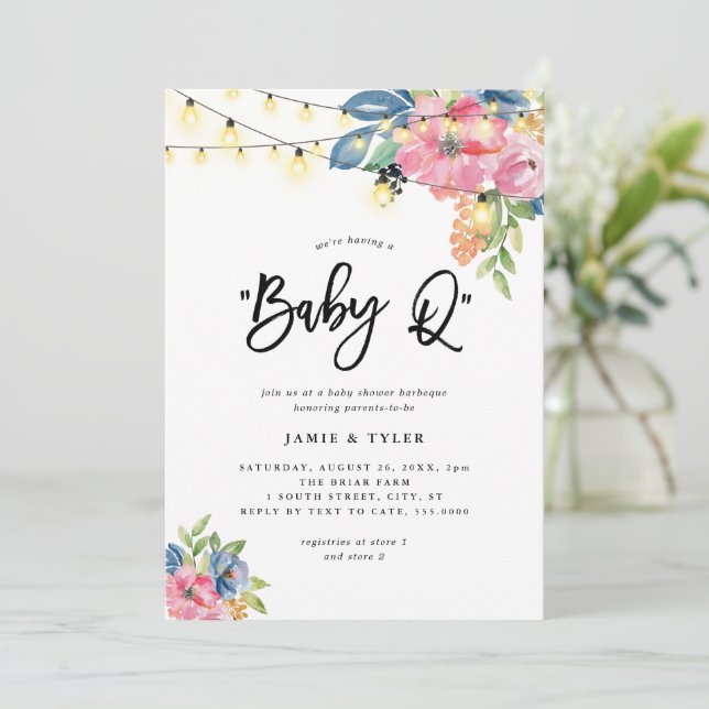 Invitation Baby Q Garden Fleurs & Lumières Baby shower (Debout devant)