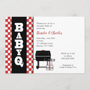Invitation Baby Q Shower, baby shower BBQ en couple
