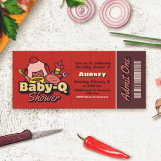 Invitation Baby-Q Shower - Barbeque Ticket