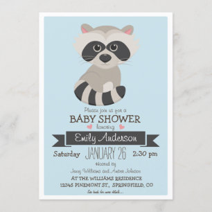 Invitation Baby Raccoon, Baby shower de bois ou arrosage
