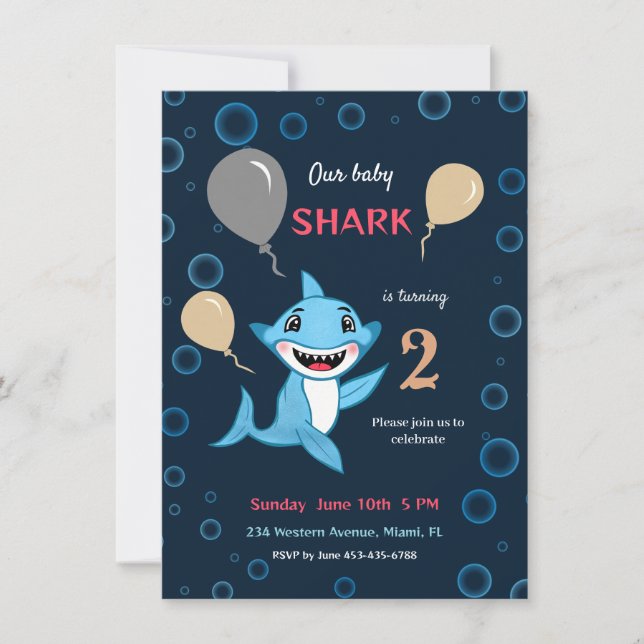 Invitation Baby shark (Devant)