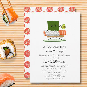 Invitation Baby-Shopping Kawaii : Thème Sushi et Rouleau de S