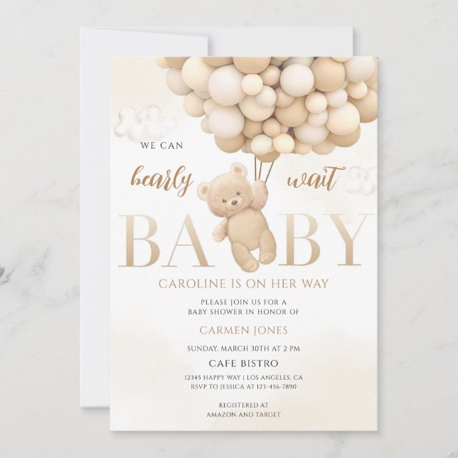 Invitation Baby-Shour avec Nounours (Devant)