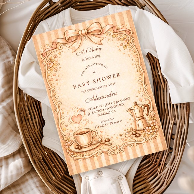 Invitation Baby-Shour Café Rustique (Créateur téléchargé)