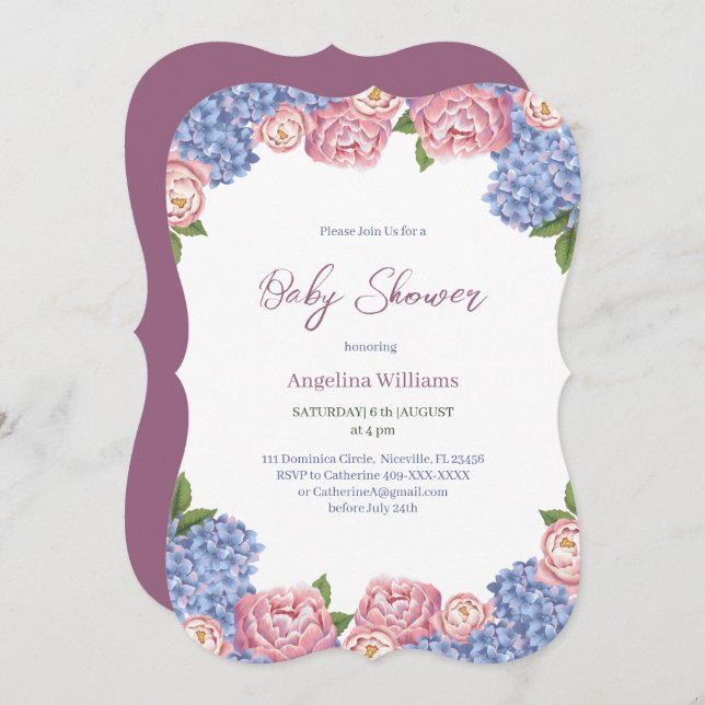 Invitation baby shower. (Devant / Derrière)