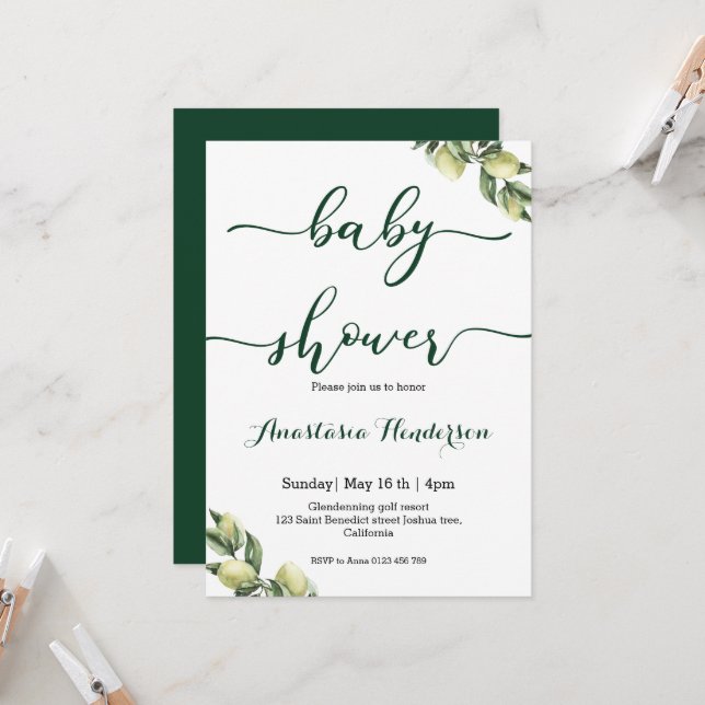 Invitation baby shower (Devant/Arrière en situation)