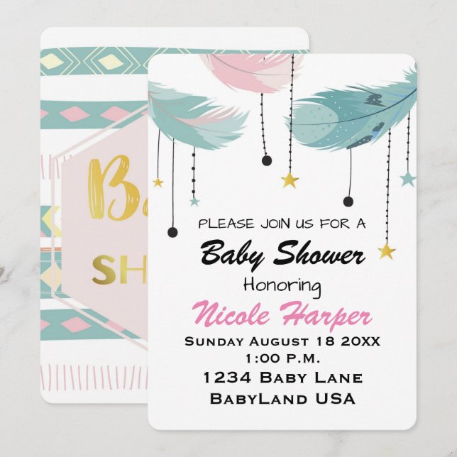 Invitation baby shower (Devant / Derrière)