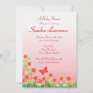 Invitation Baby shower : 004 Daisy & Butterfly