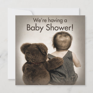 Invitation baby shower (2) - Ours en peluche et bé
