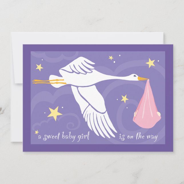 Invitation Baby shower 5x7 - Bébée violette (Devant)