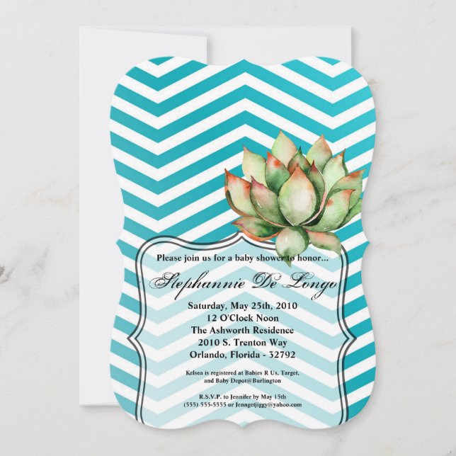 Invitation Baby shower 5x7 Boho Cactus Succu (Devant)