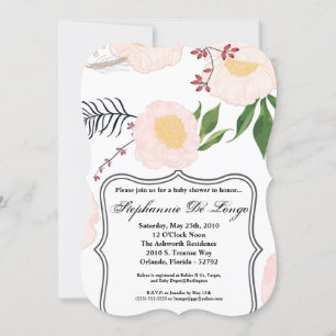 Invitation Baby shower 5x7 Fleurs florales blanche