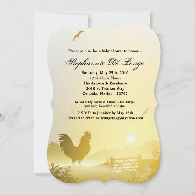Invitation Baby shower 5x7 Sunny Morning Farm Coun (Devant)