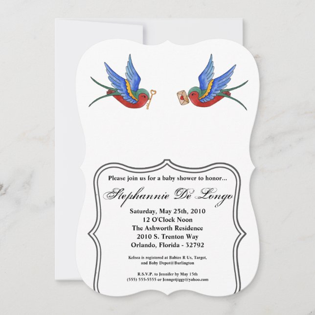 Invitation Baby shower 5x7 Tatouage traditionnel d (Devant)