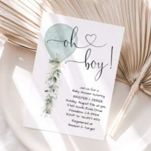 Invitation Baby shower à ballets Sage Greenery
