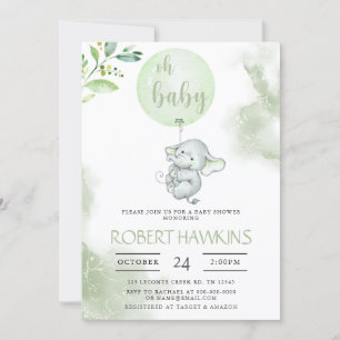 Invitation Baby shower à ballon éléphant